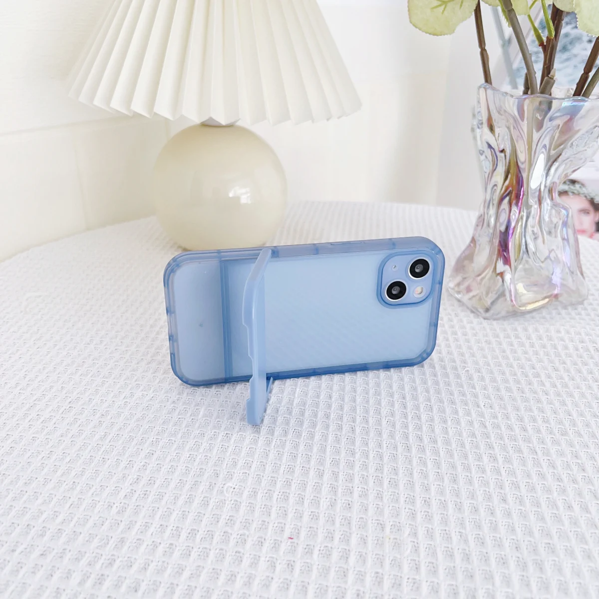Luxury Holder Stand Bracket Transparent Silicone Phone Case For iPhone