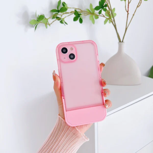 Luxury Holder Stand Bracket Transparent Silicone Phone Case For iPhone