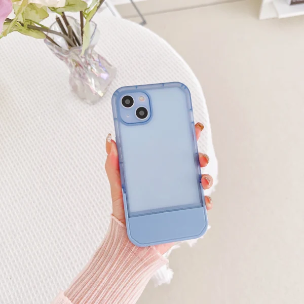 Luxury Holder Stand Bracket Transparent Silicone Phone Case For iPhone