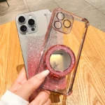 Luxury Mirror Holder Bling Glitter Silicone Phone Case For iPhone