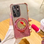 Luxury Mirror Holder Bling Glitter Silicone Phone Case For Samsung Galaxy