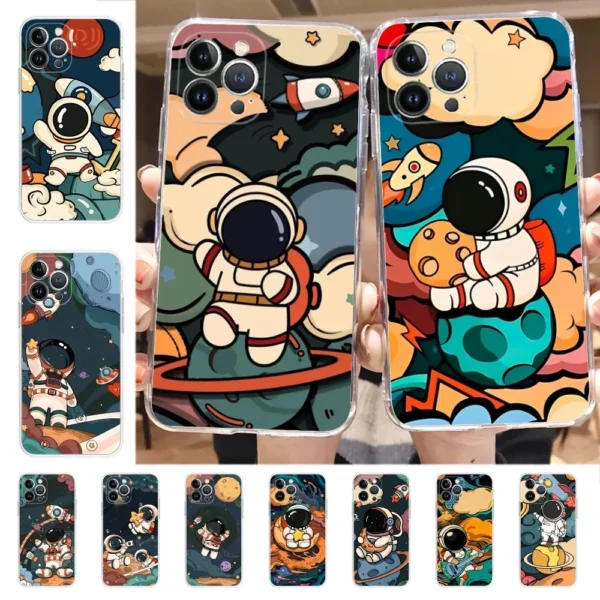 Cartoon Astronaut Phone Case for iPhone