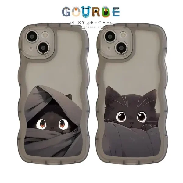 Gourde Cute Casing Black Cat Pattern Phone Case for iPhone