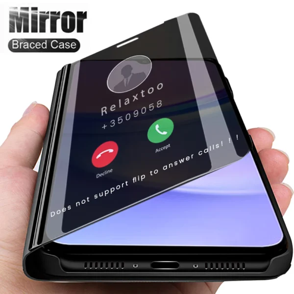 Smart View Mirror Leather Flip Case For Samsung Galaxy